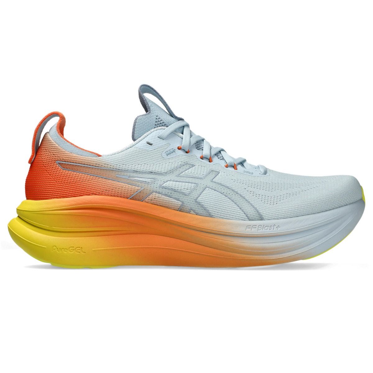 Asics Herrenlaufschuhe Gel-Nimbus 28, neutrale Laufschuhe für Herren, seitliche Ansicht mit atmungsaktivem Obermaterial – Bild 