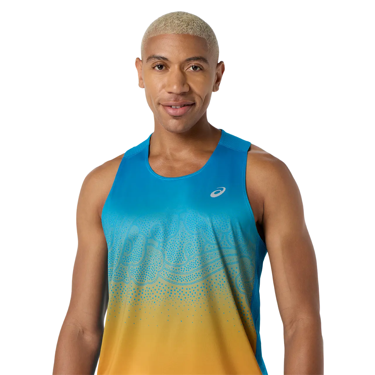 Asics Herrenlaufshirt Road Fade Singlet aus leichtem, atmungsaktivem Material, in grau mit sportlichem Design und reflektierenden Details – Bild 