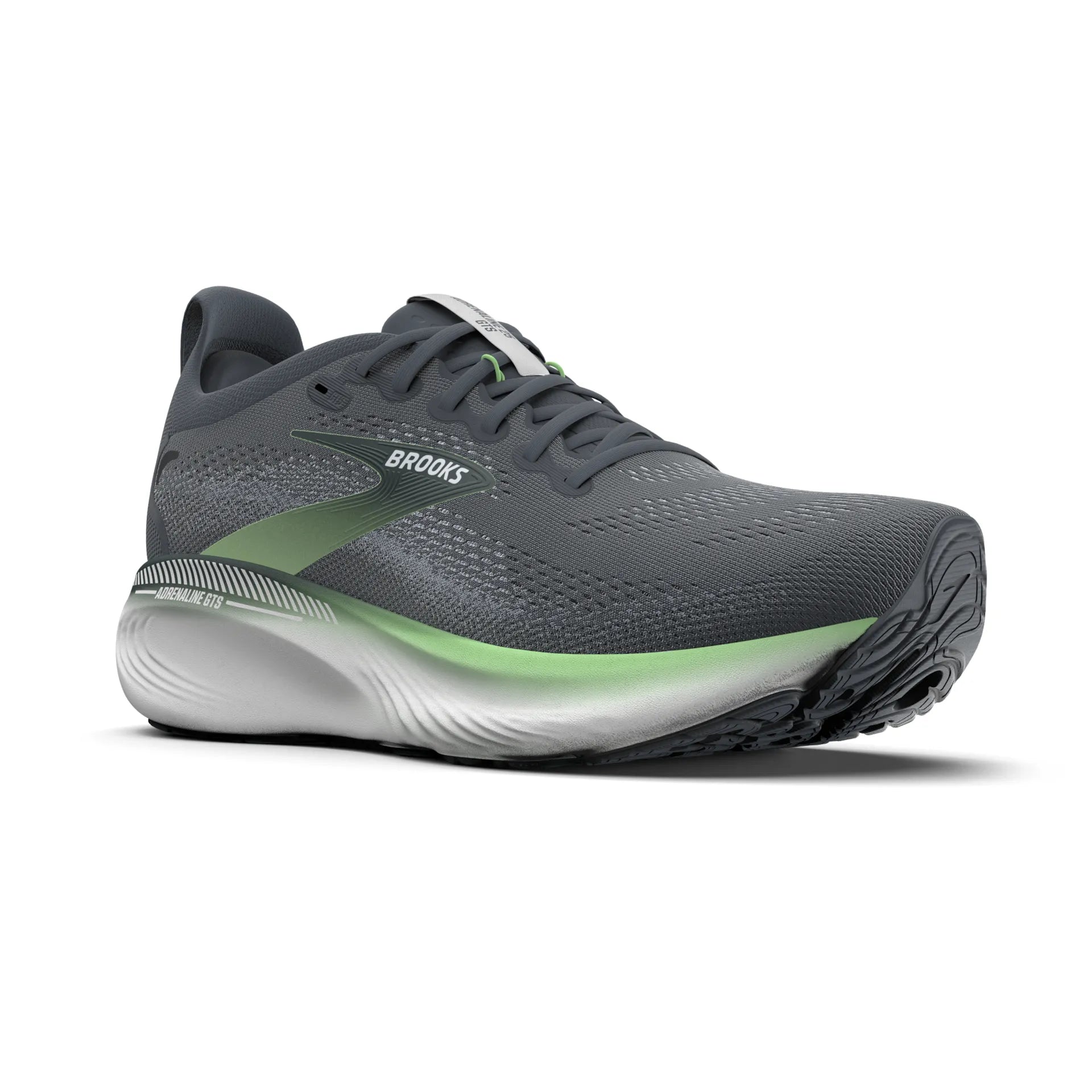 Brooks Herrenlaufschuhe Adrenaline GTS 25 Grey/Paradise Green/Spruce, Stabilitätsschuh mit GuideRails Support - machsport – Bild 