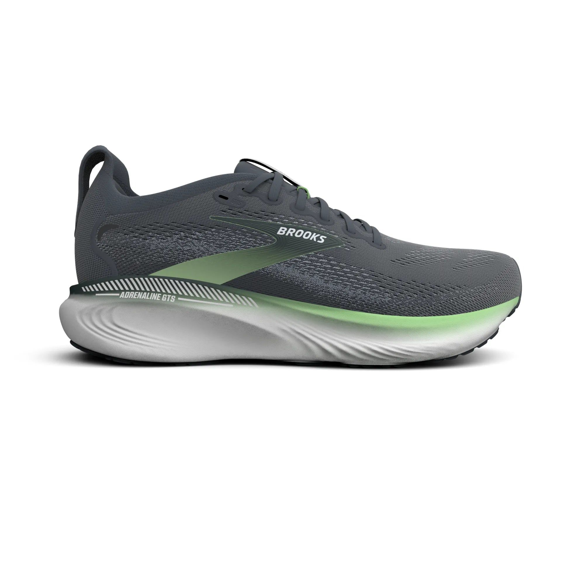 Brooks Herrenlaufschuhe Adrenaline GTS 25 Grey/Paradise Green/Spruce, Stabilitätsschuh mit GuideRails Support - machsport – Bild 