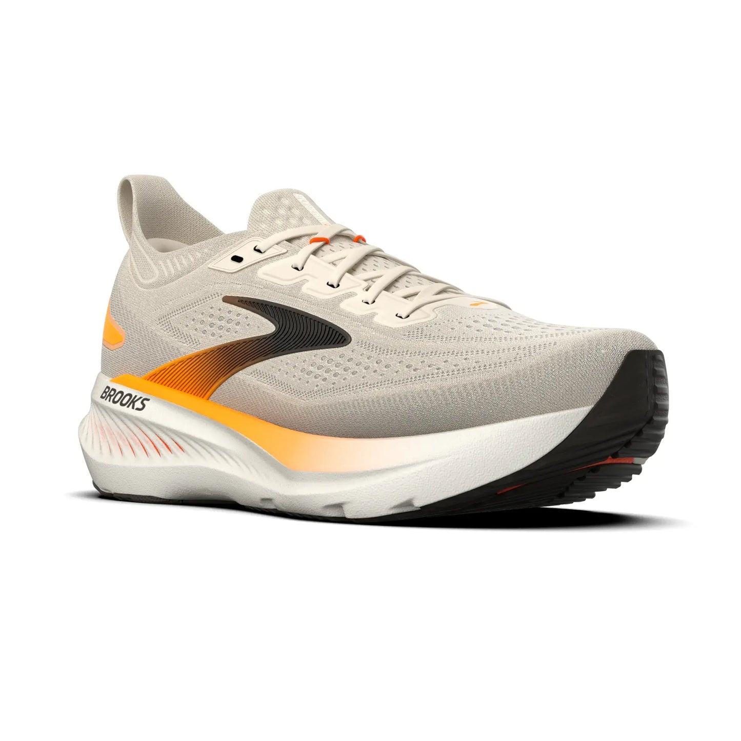 Brooks Herrenlaufschuhe Glycerin 23 Arctic Wolf/Angora/Orange, komfortabler Laufschuh für weiche Landungen - machsport