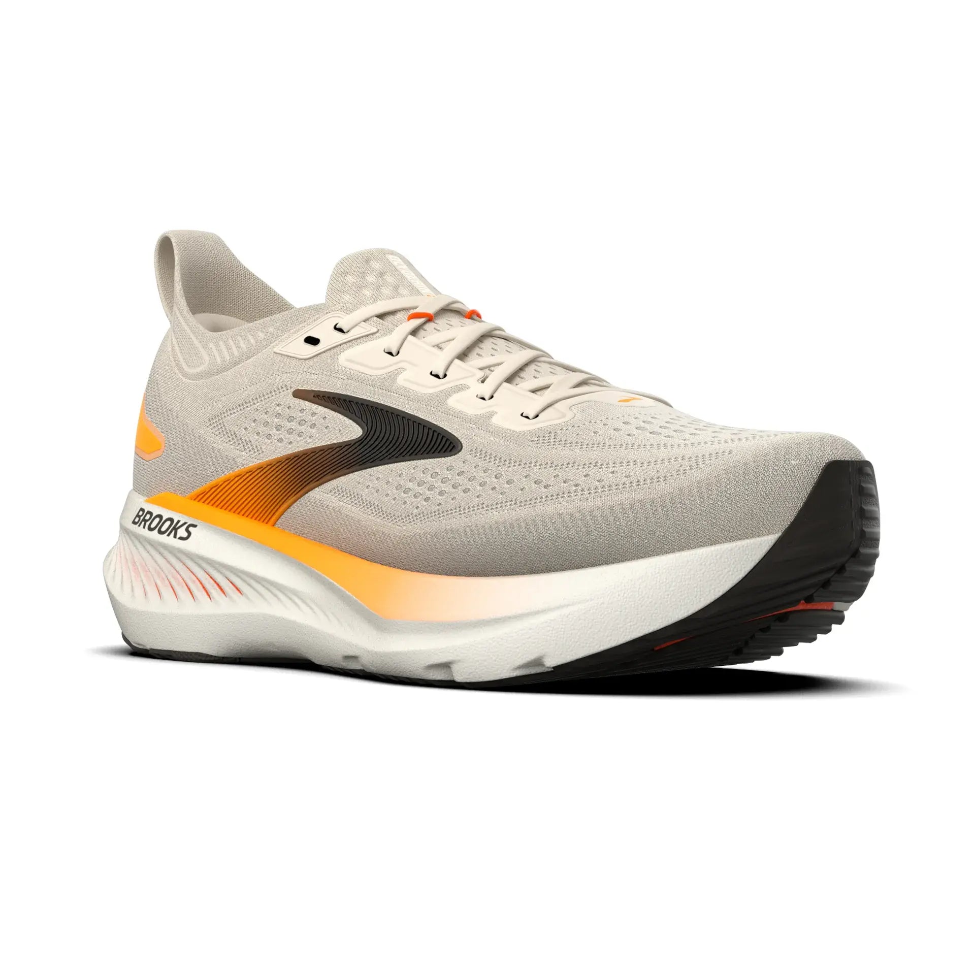 Brooks Herrenlaufschuhe Glycerin 23 Arctic Wolf/Angora/Orange, komfortabler Laufschuh für weiche Landungen - machsport – Bild 