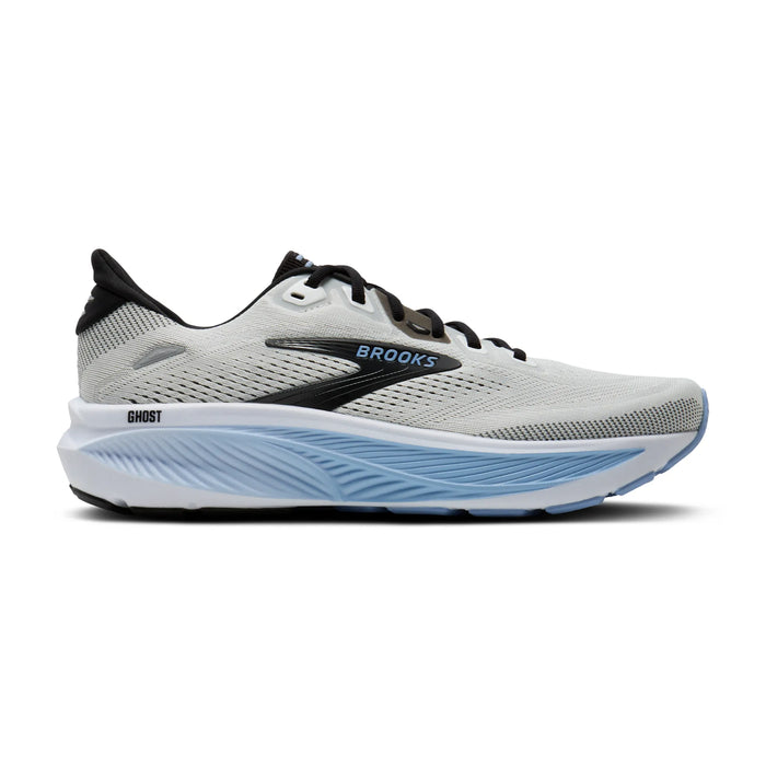Brooks Herrenlaufschuhe Ghost 18 White/Black/Open Air, neutraler Straßenlaufschuh mit ausgewogener Dämpfung