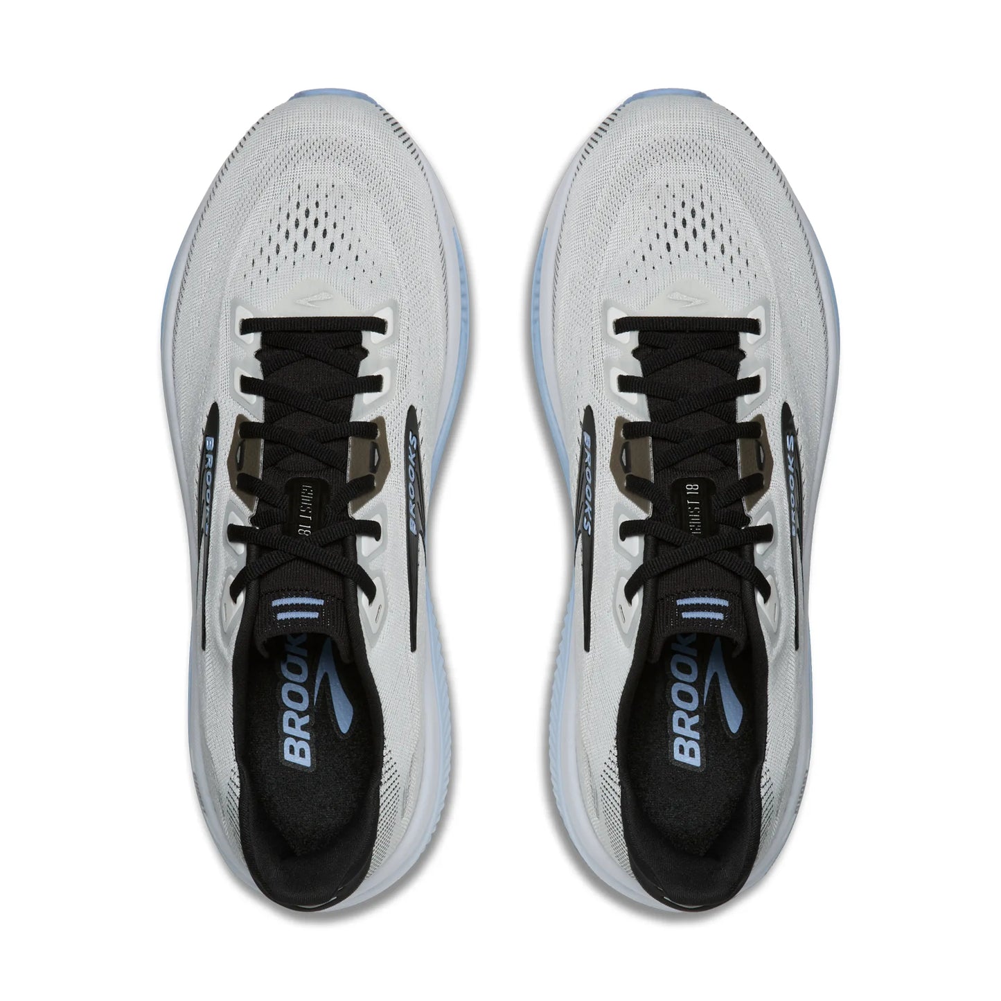 Brooks Herrenlaufschuhe Ghost 18 White/Black/Open Air, neutraler Straßenlaufschuh mit ausgewogener Dämpfung - machsport