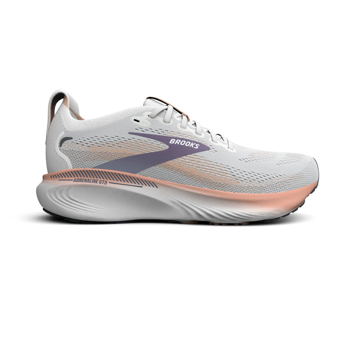 Brooks Damenlaufschuhe Adrenaline GTS 25 Oyster Mushroom/Peach/Grape, Stabilitätsschuh mit GuideRails Support
