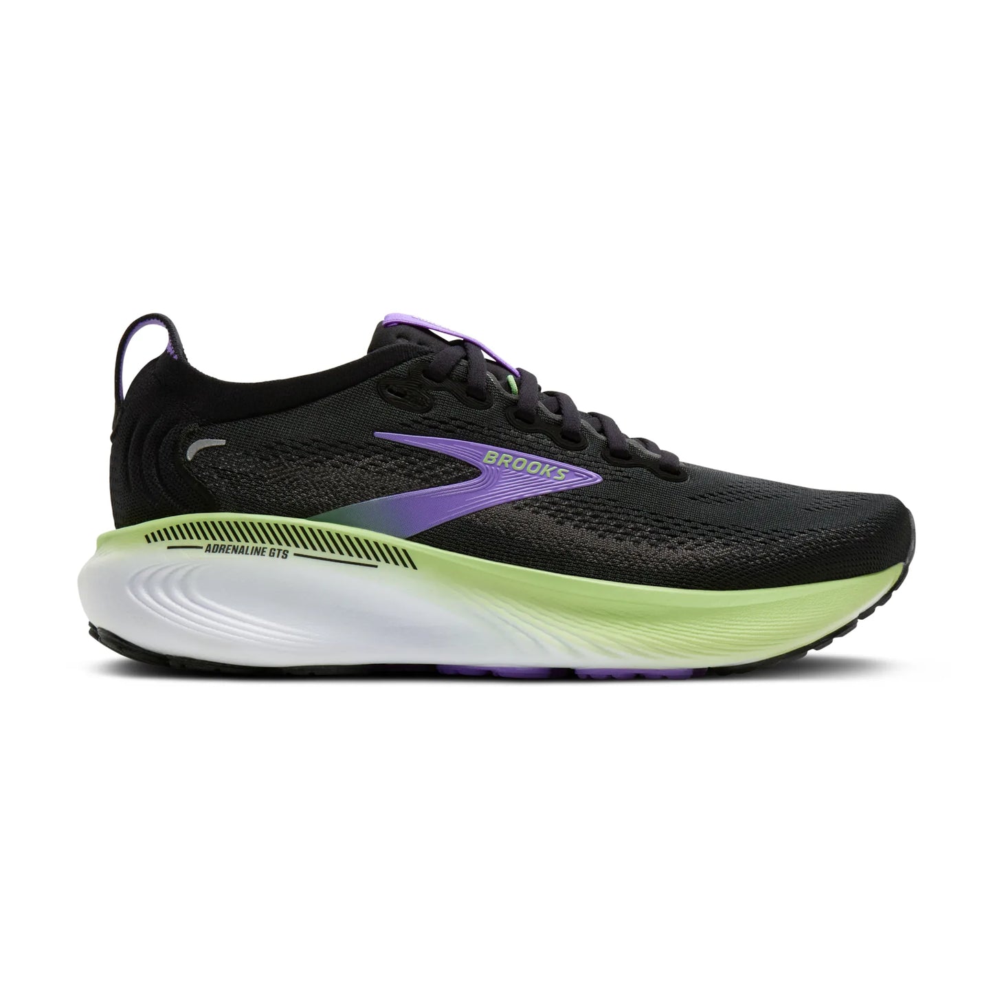 Brooks Damenlaufschuhe Adrenaline GTS 25 Black/Blackened Pearl/Purple, Stabilitätsschuh mit GuideRails Support - machsport