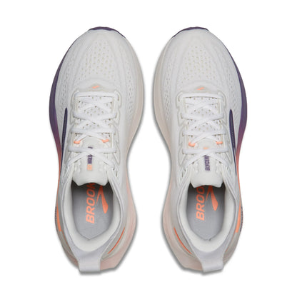 Brooks Damenlaufschuhe Glycerin 23 White/Mulled Grape/Clear, komfortabler Laufschuh für weiche Landungen - machsport