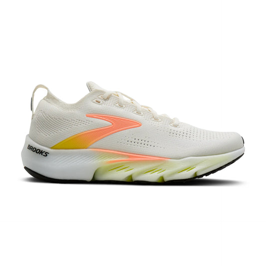 Brooks Damenlaufschuhe Glycerin Flex White/Peach/Nightlife, flexibler Laufschuh für Straße, Long Runs und Workouts – schwarzweiß / 37,5