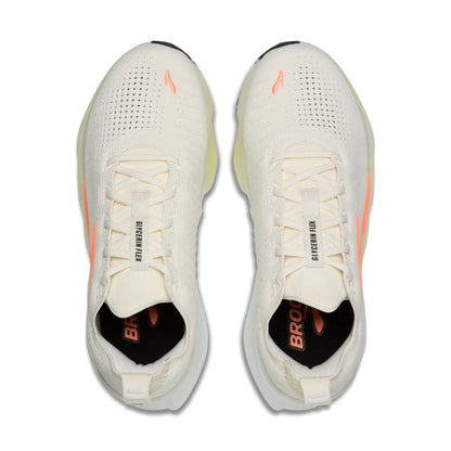 Brooks Damenlaufschuhe Glycerin Flex White/Peach/Nightlife, flexibler Laufschuh für Straße, Long Runs und Workouts - machsport