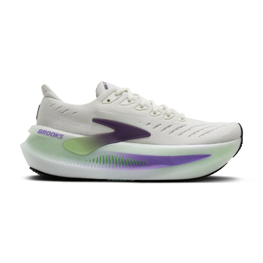 Brooks Damenlaufschuhe Glycerin Max 2 Bluewash/Purple Hebe/Green, maximal gedämpfter Laufschuh für Komfort und fließende Übergänge - machsport