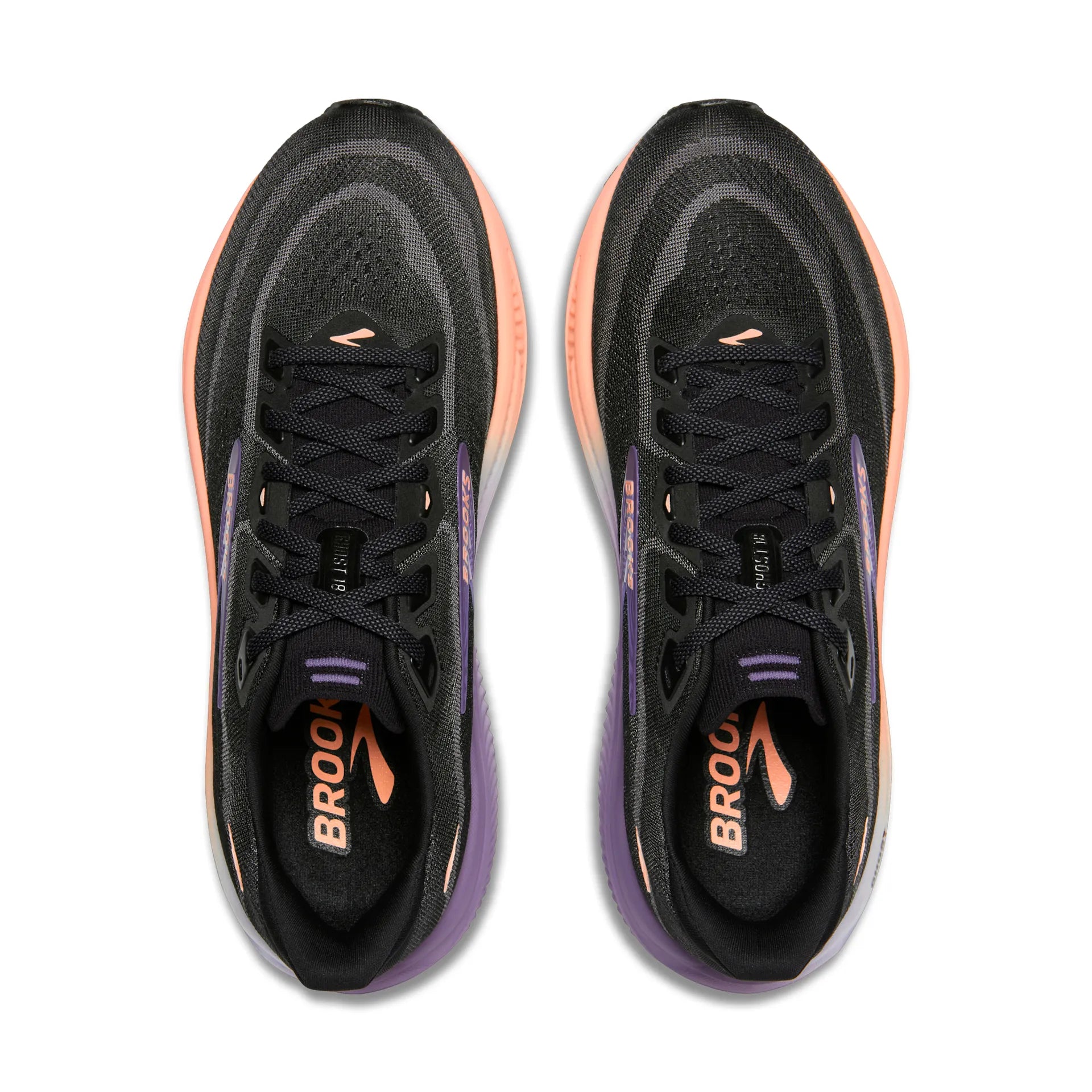Brooks Damenlaufschuhe Ghost 18 Black/Mulled Grape/Peach, neutraler Straßenlaufschuh mit ausgewogener Dämpfung - machsport – Bild 