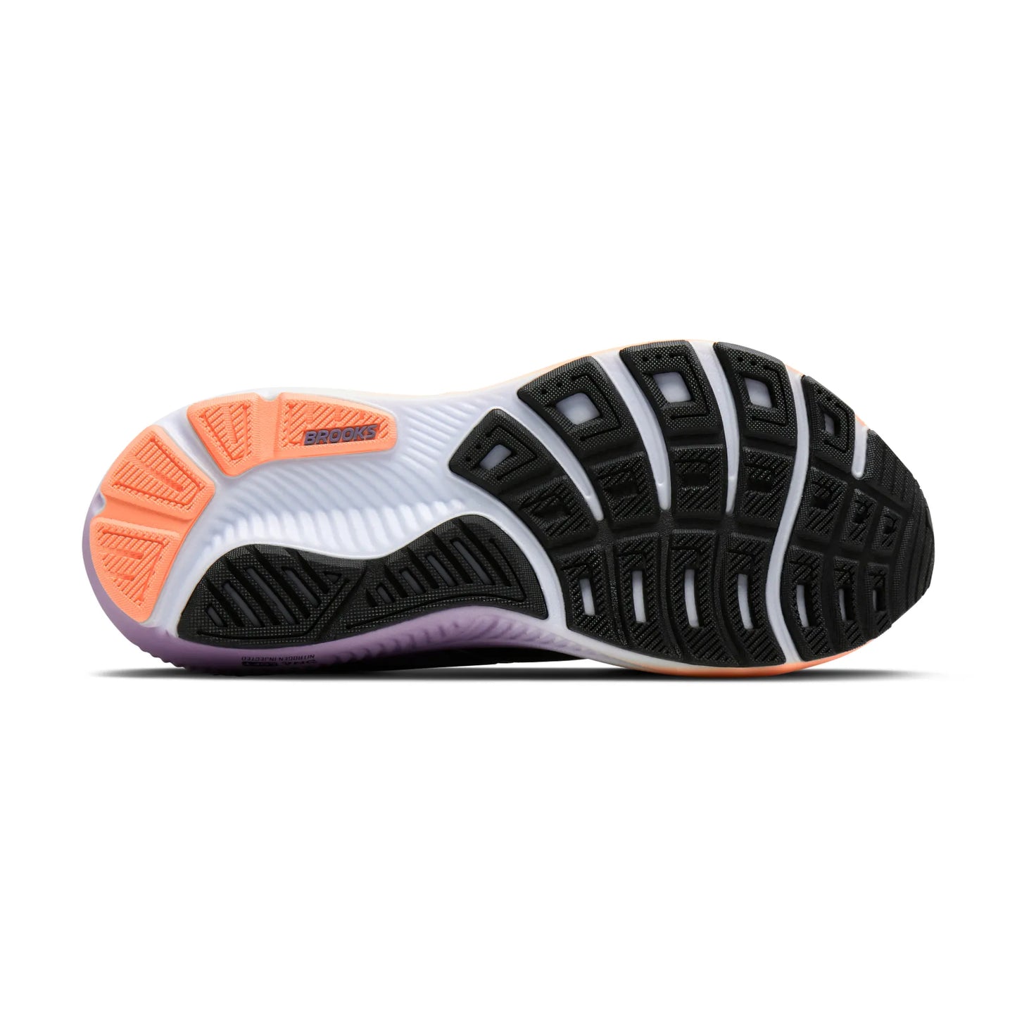 Brooks Damenlaufschuhe Ghost 18 Black/Mulled Grape/Peach, neutraler Straßenlaufschuh mit ausgewogener Dämpfung - machsport