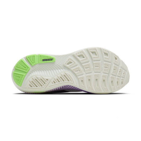 Brooks Damenlaufschuhe Ghost 18, White/Purple Hebe/Green – Rückansicht – weiß / 36