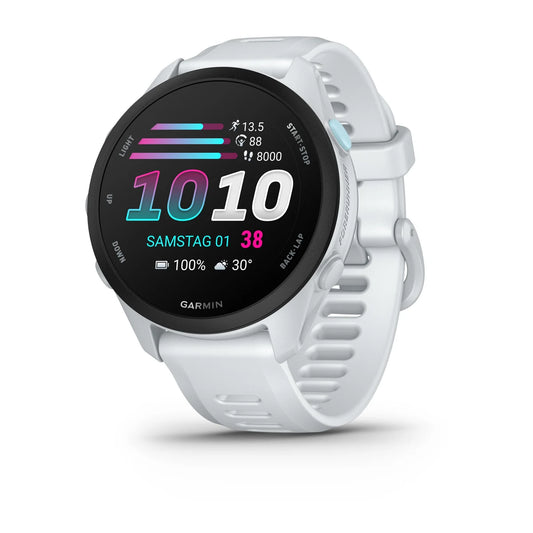 Garmin Forerunner 70, Steinweiss mit Schnellwechsel-Armband 20 mm Silikon – weiß / ONE SIZE