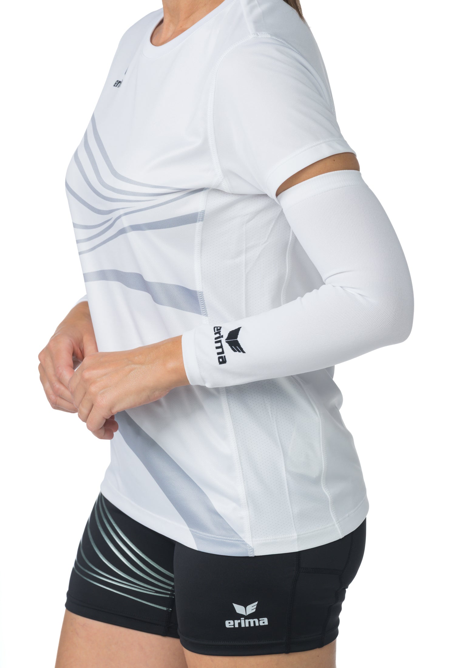 Erima Armsleeve, elastischer Armschutz für Sport, in Schwarz mit Logo, ideal für Armkompression und Schutz. – Bild 