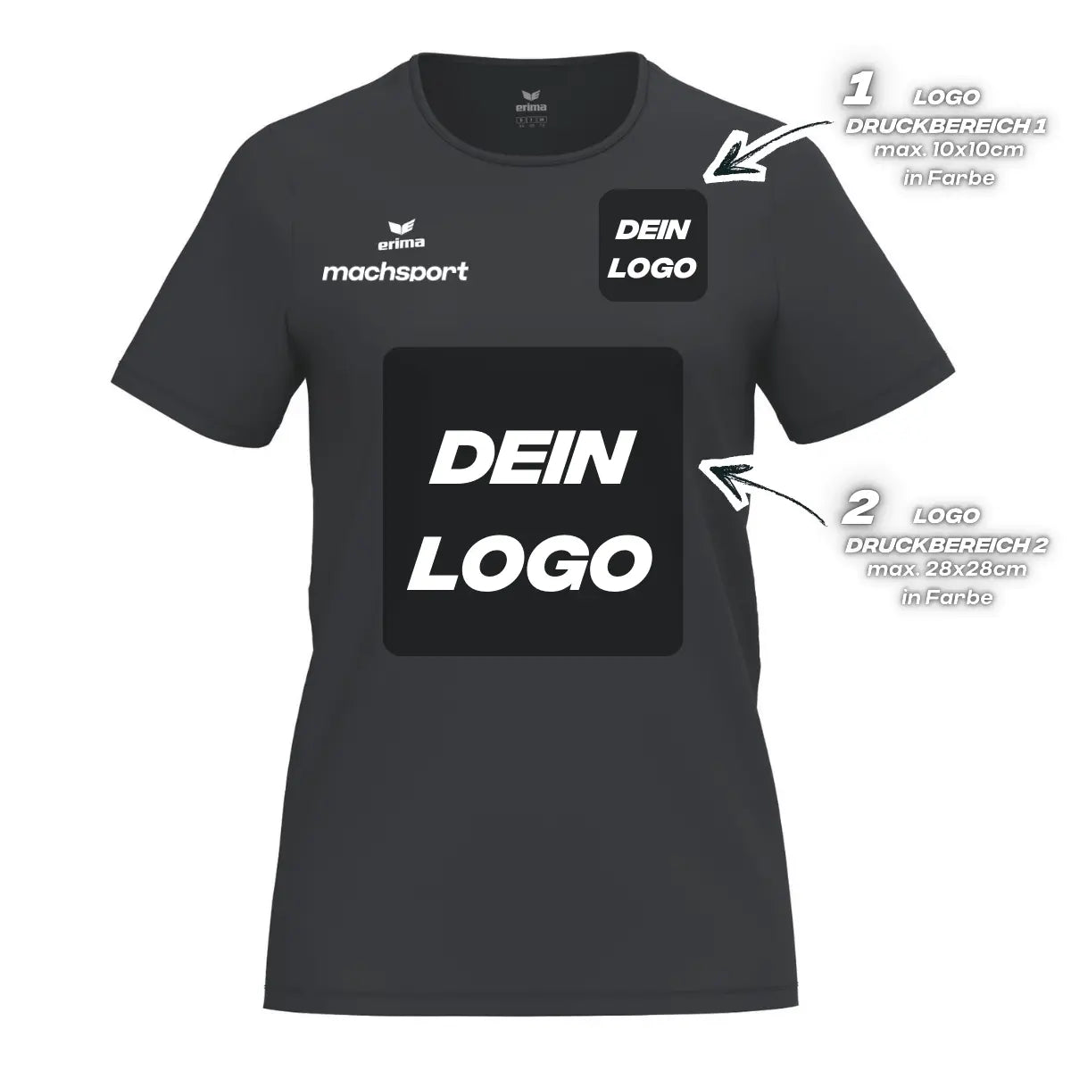 Erima Damenlaufshirt Intro Funktionsteamshirt, schwarz - machsport