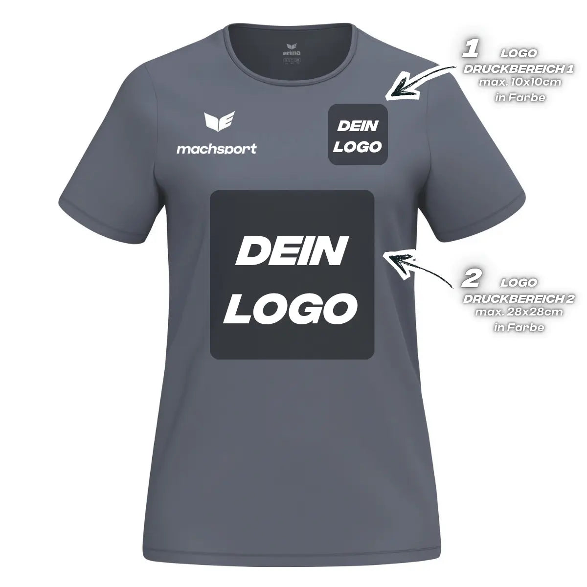 Erima Damenlaufshirt Intro Funktionsteamshirt, slate grey - machsport