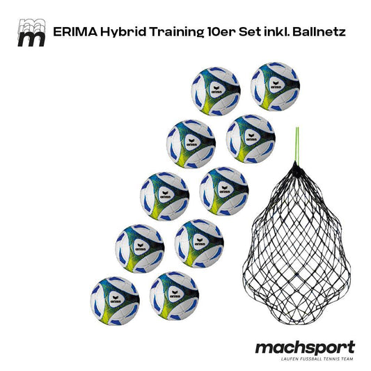 Erima Hybrid Training 10er-Set inkl. Ballnetz, Größe 5 – 5