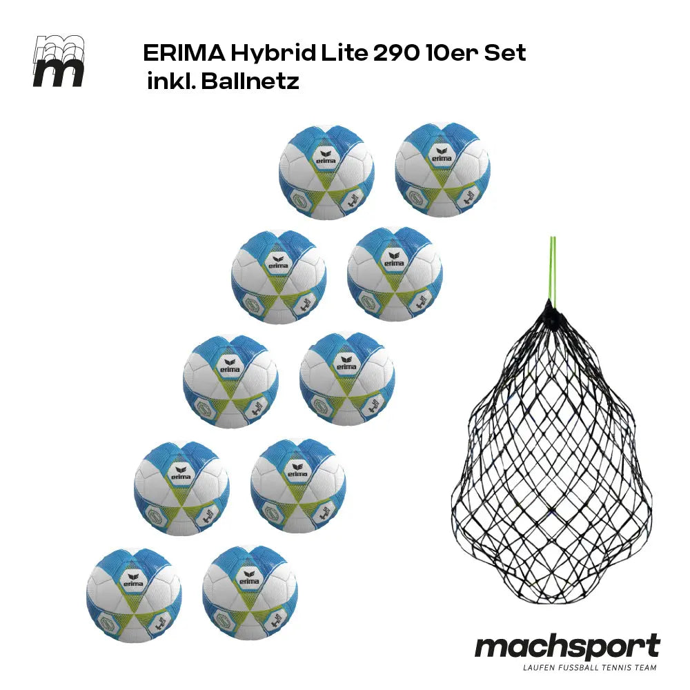 Erima Hybrid Lite 290 10er-Set inkl. Ballnetz, Größe 4 - machsport – Bild 