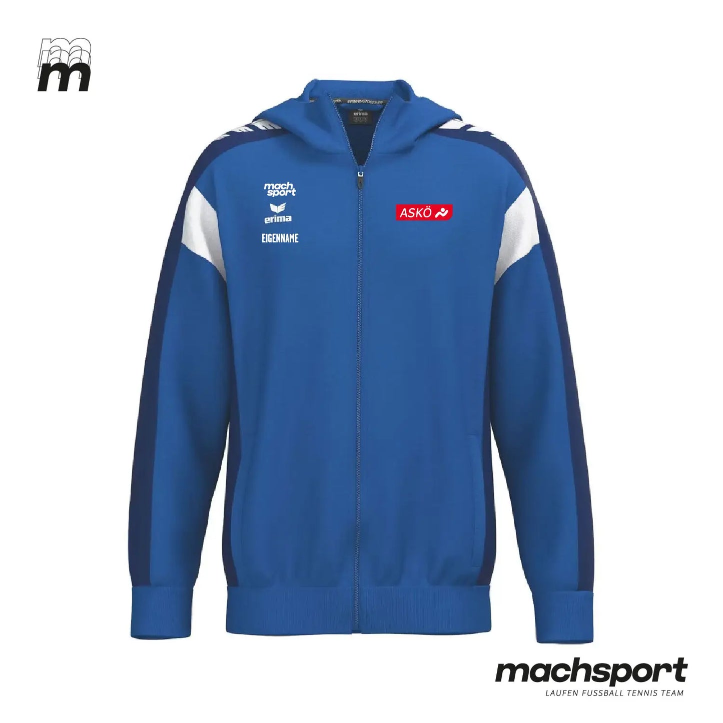 ASK Nettingsdorf Wettkampfjacke von Erima, Teamsport Turnjacke in blau mit Reißverschluss und Logo, für Turnwettkämpfe.