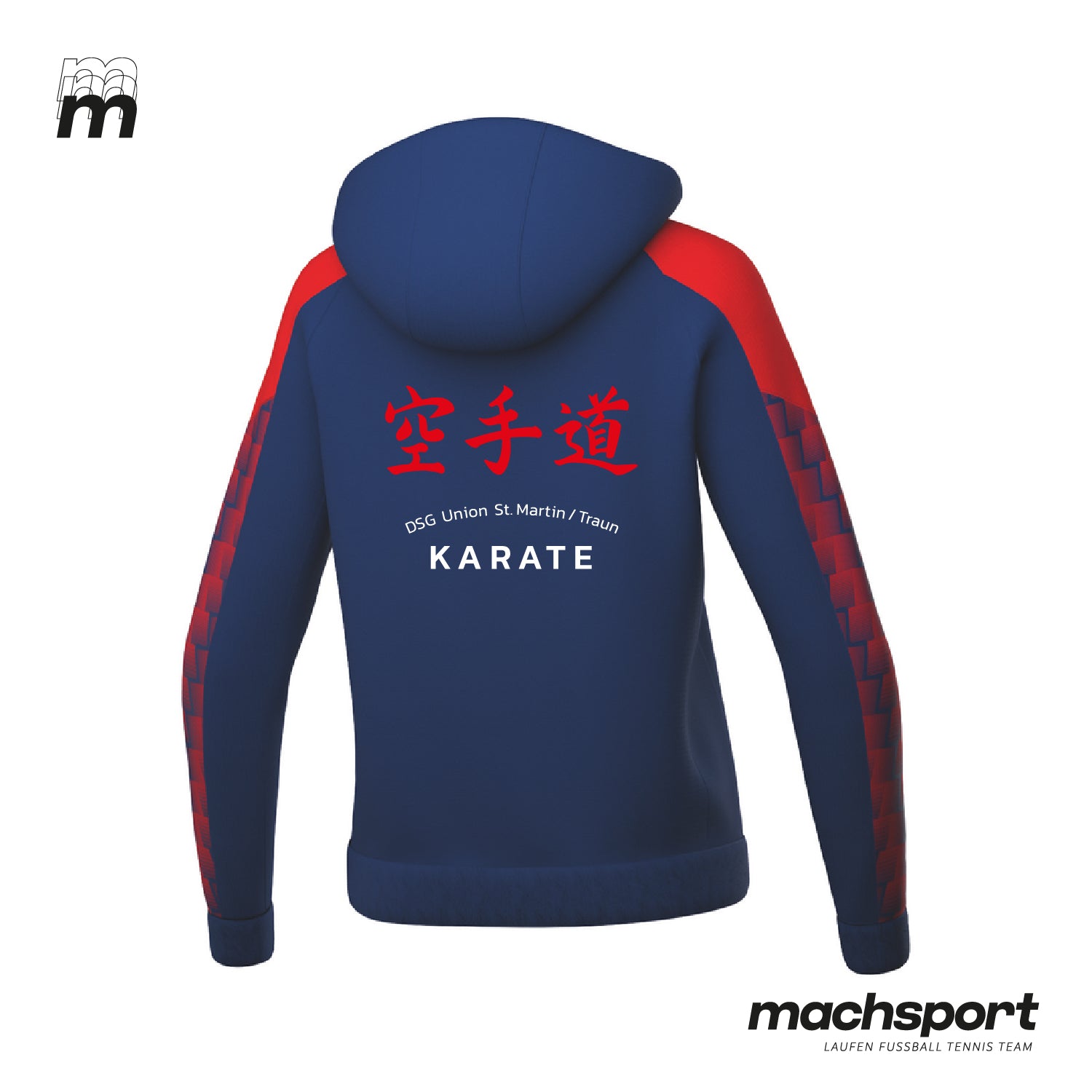DSG Union St. Martin/Traun - Sektion Karate Trainingsjacke mit Kapuze Damen inkl. Rückenlogo - machsport – Bild 