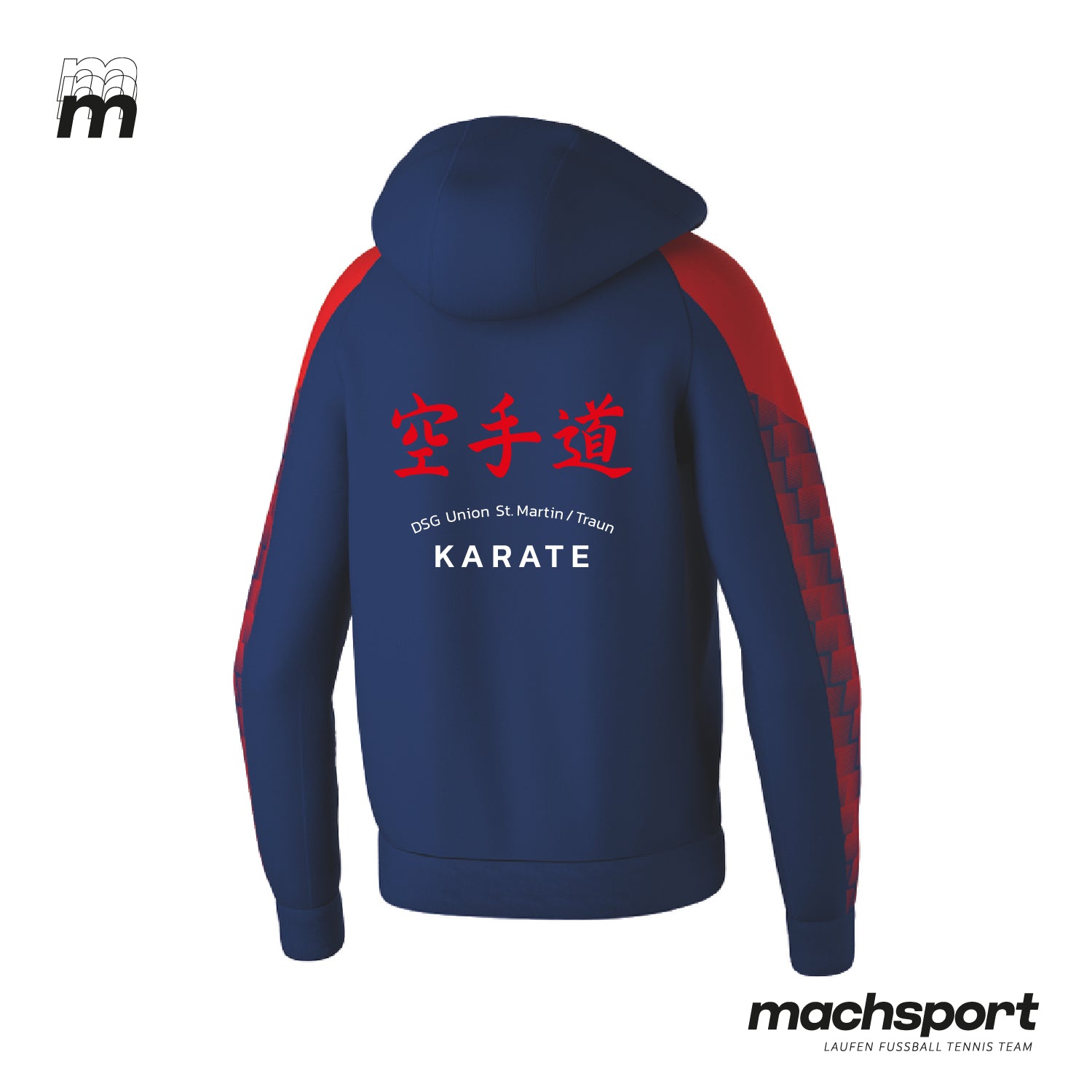 DSG Union St. Martin/Traun - Sektion Karate Trainingsjacke mit Kapuze inkl. Rückenlogo - machsport – Bild 