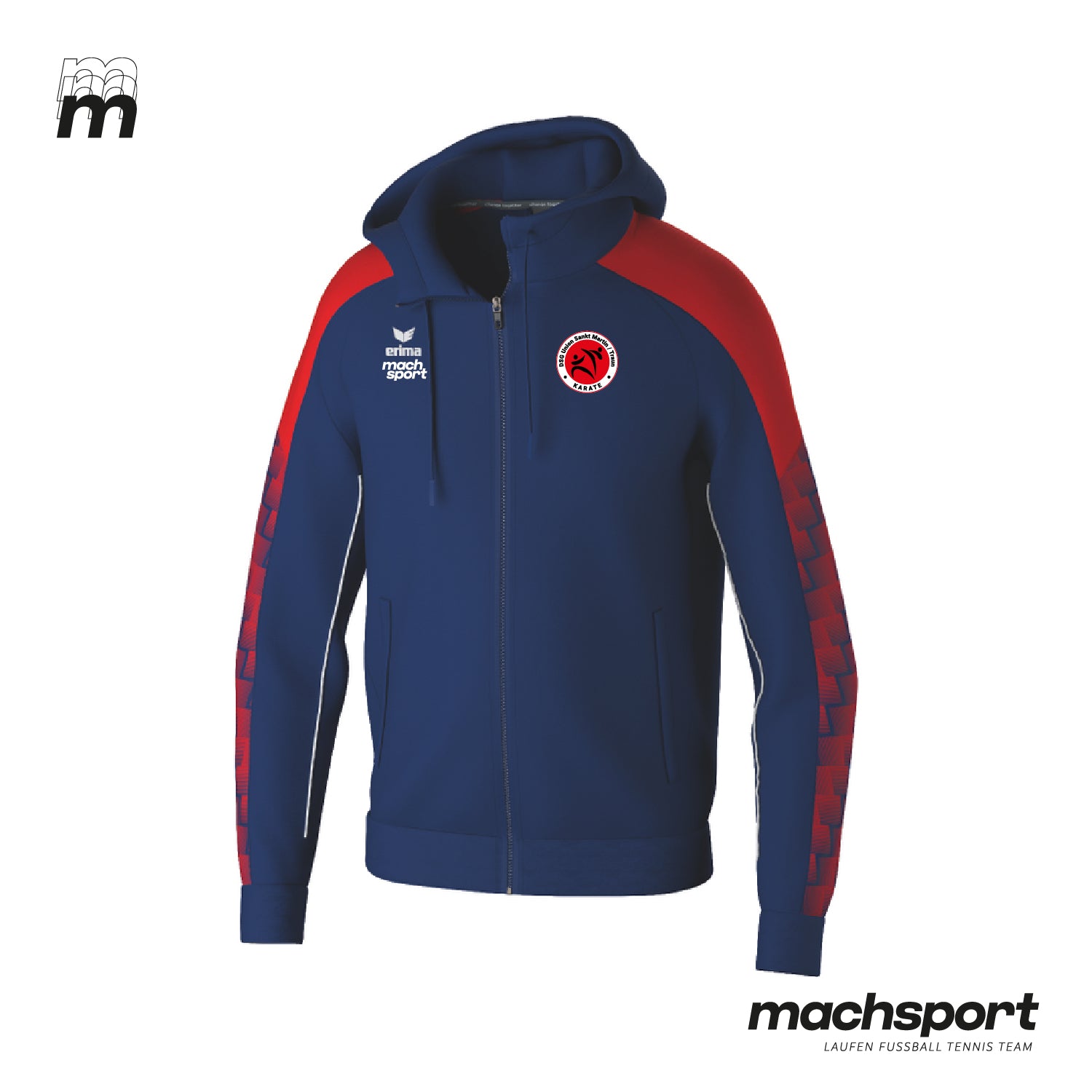 DSG Union St. Martin/Traun - Sektion Karate Trainingsjacke mit Kapuze inkl. Rückenlogo - machsport – Bild 