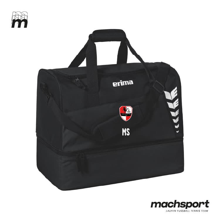 Erima Teamsport-Lasche in schwarz mit LSC Linz Logo für Sport und Freizeit, mit Tragegriffen und Reißverschluss.