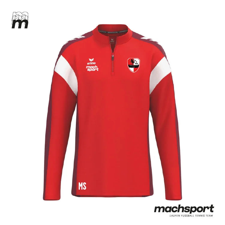 Linz Ziptop Teamsport-Jacke von Erima, schwarzes Sportoberteil mit Reißverschluss und LSC Linz Logo auf der Brust.