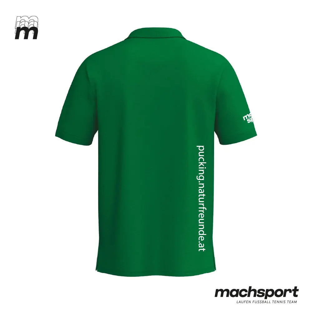 Naturfreunde Pucking Poloshirt von Erima, Teamsport, hintenansicht, dunkelgrünes Poloshirt mit Logo und Knopfleiste. – Bild 