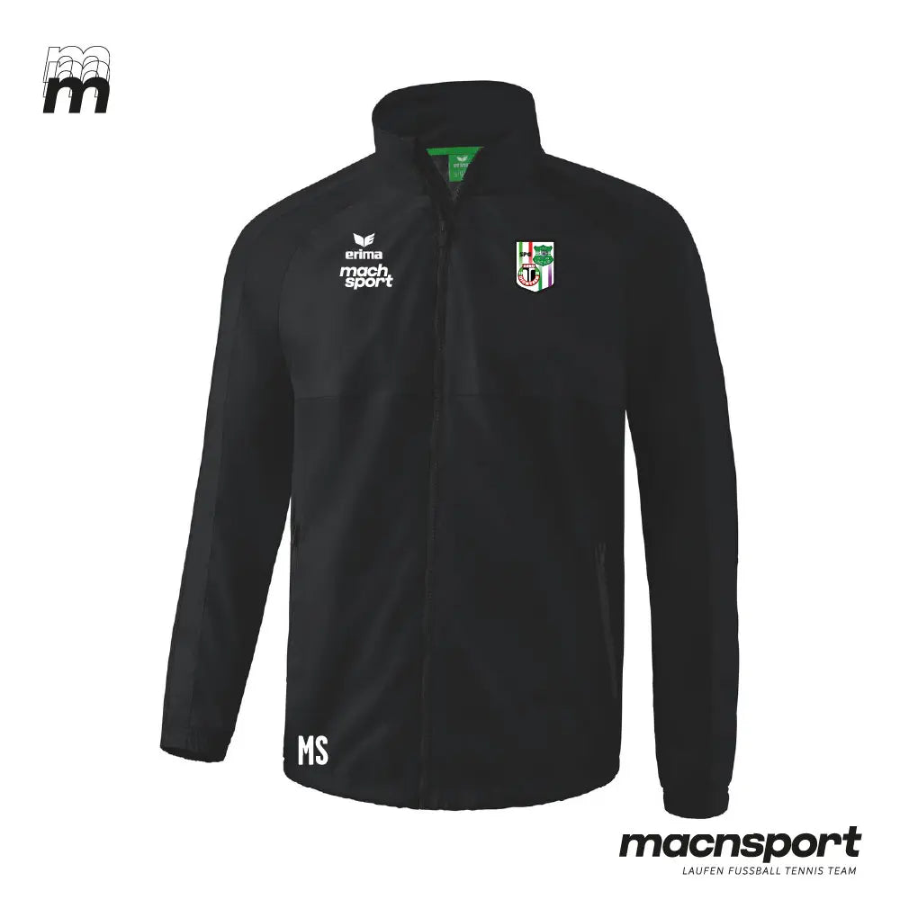 Erima Teamsport Regenjacke für SPG Dionysen/FNZ Linz Süd, wasserabweisend, in blau mit Logo und Kapuze, frontale Ansicht – Bild 