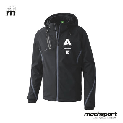 Erima Union HOVA Adlwang Softshelljacke für Teamsport, schwarze, atmungsaktive Softshelljacke mit Logo-Details, sportlich und bequem