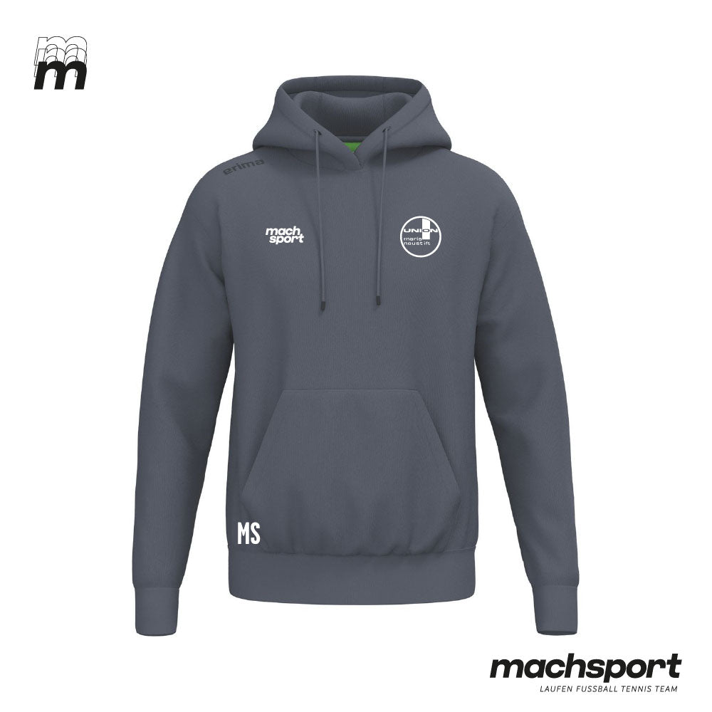 Union Maria Neustift Unisex TS Hoody von Erima, Teamsport Kapuzenpullover, weiß mit Logo und sportlichem Design