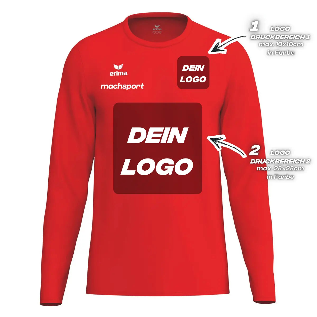 Erima Unisexlaufshirt Intro Funktionsteamshirt longsleeve, rot - machsport – Bild 