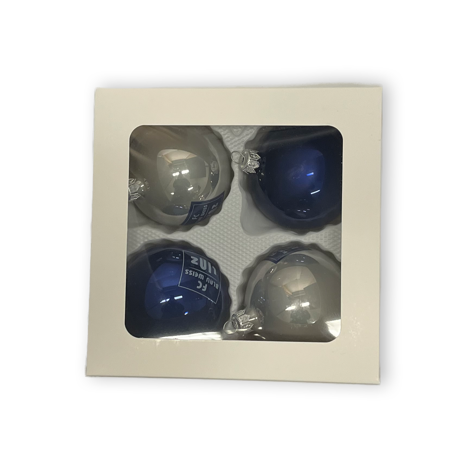 FC Blau-Weiß Linz Weihnachtskugeln 4er-Set - machsport – Bild 