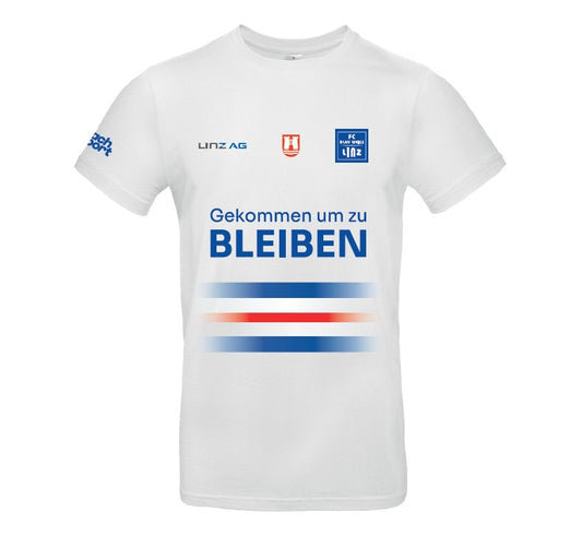 FC Blau-Weiß Linz T-Shirt "Gekommen um zu BLEIBEN" – weiß / XS
