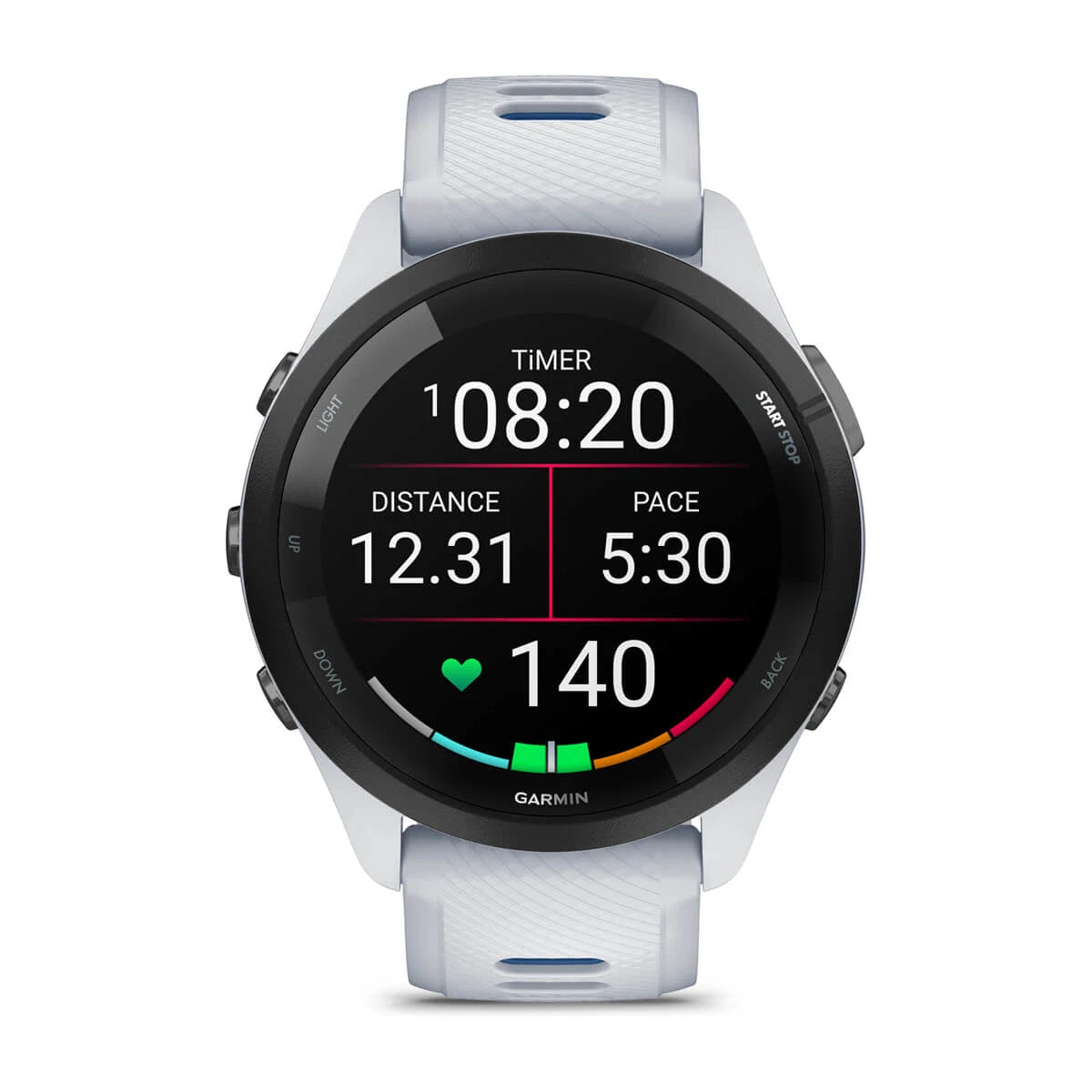 Garmin Forerunner 265 Weiss/Schwarz mit Schnellwechsel-Silikon-Armband - machsport