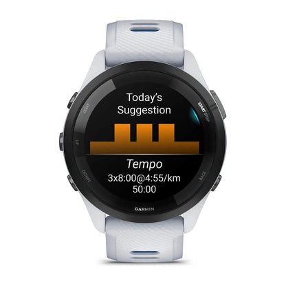 Garmin Forerunner 265 Weiss/Schwarz mit Schnellwechsel-Silikon-Armband - machsport