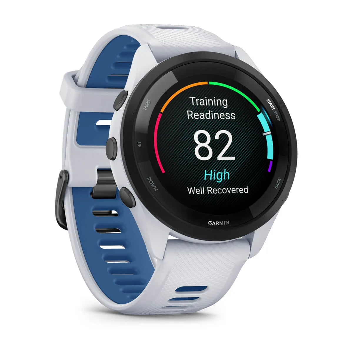 Garmin Forerunner 265 Weiss/Schwarz mit Schnellwechsel-Silikon-Armband - machsport