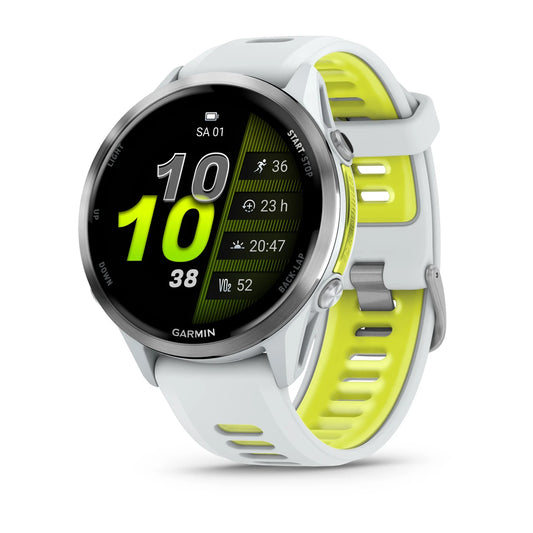 Garmin Forerunner 970 Steinweiss/Titanium Titan mit Silikon-Wechselarmband – weiß / ONE SIZE