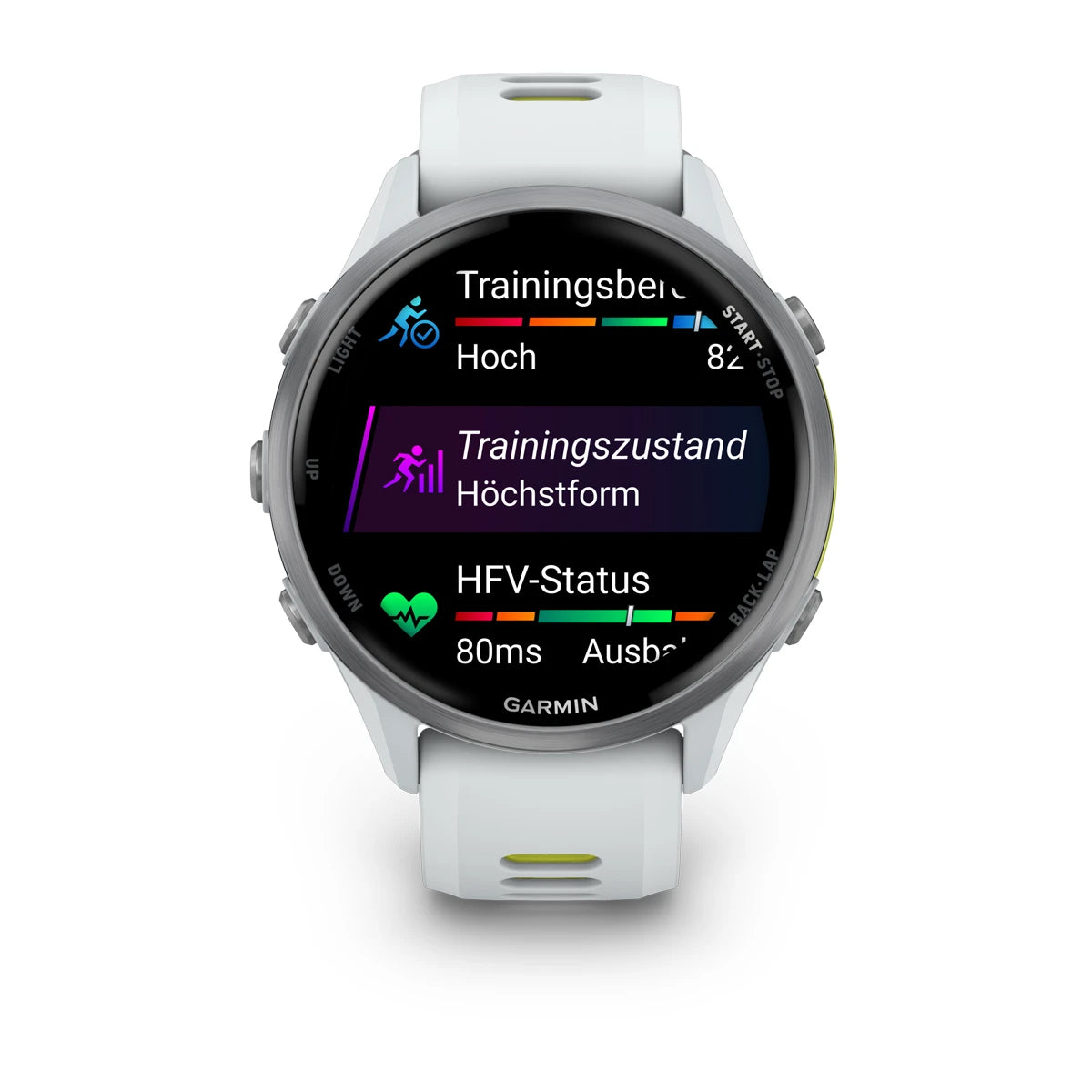 Garmin Forerunner 970 Steinweiss/Titanium Titan mit Silikon-Wechselarmband - machsport
