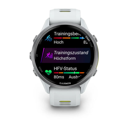 Garmin Forerunner 970 Steinweiss/Titanium Titan mit Silikon-Wechselarmband - machsport