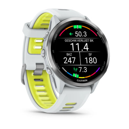 Garmin Forerunner 970 Steinweiss/Titanium Titan mit Silikon-Wechselarmband - machsport