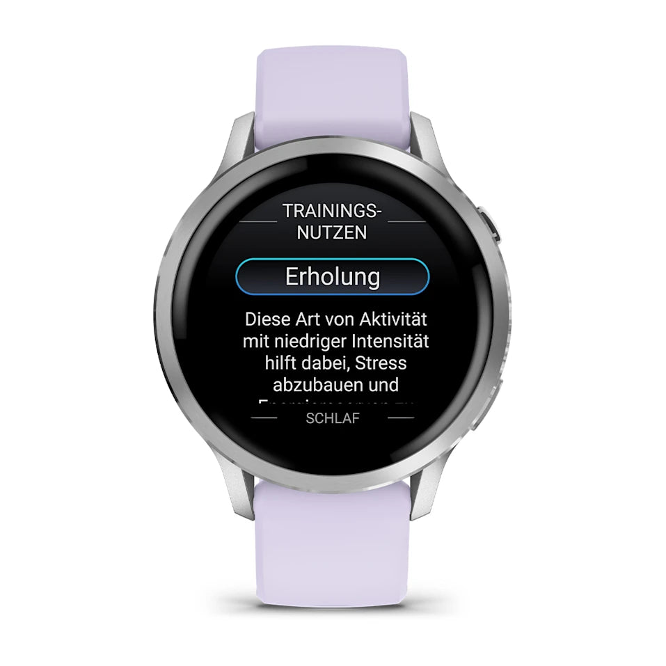 Garmin Venu® 4 - 41 mm Grau/Silber mit Schnellwechsel-Silikon-Armband 18 mm Lavendelblau - machsport – Bild 