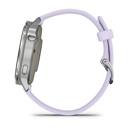 Garmin Venu® 4 - 41 mm Grau/Silber mit Schnellwechsel-Silikon-Armband 18 mm Lavendelblau - machsport