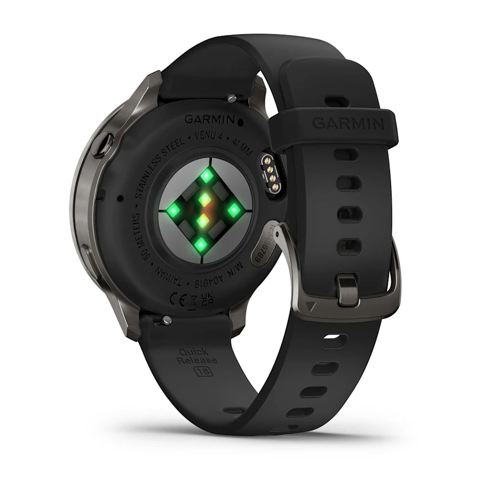 Garmin Venu® 4 - 41 mm Schwarz/Schiefergrau mit Schnellwechsel-Silikon-Armband 18 mm - machsport – Bild 