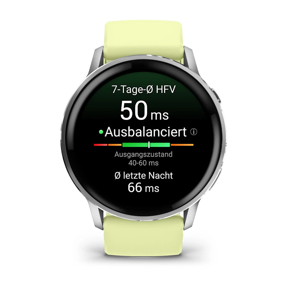 Garmin Venu® 4 - 45 mm Grau/Silber mit Schnellwechsel-Silikon-Armband 22 mm Zitrone - machsport