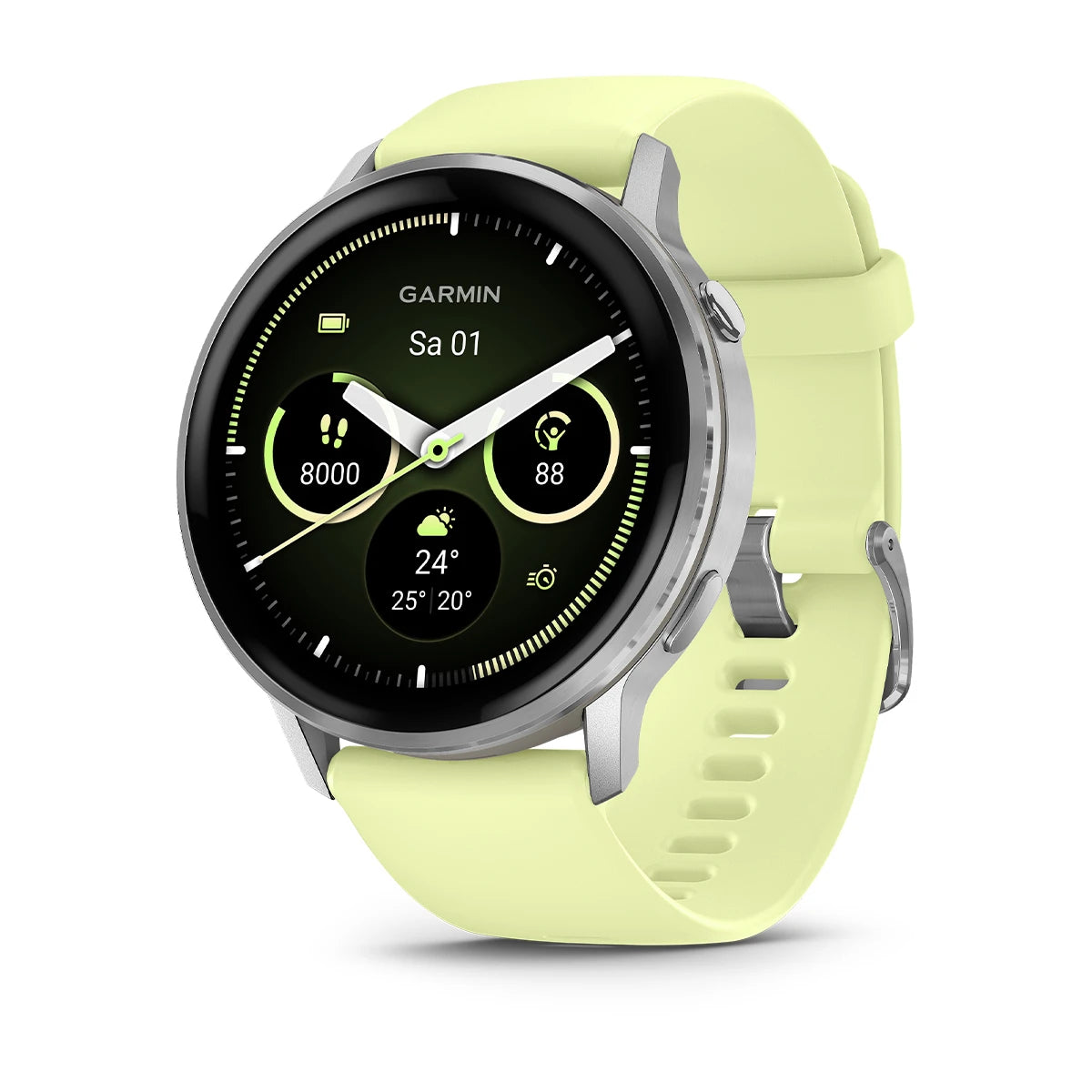 Garmin Venu® 4 - 45 mm Grau/Silber mit Schnellwechsel-Silikon-Armband 22 mm Zitrone - machsport – Bild 