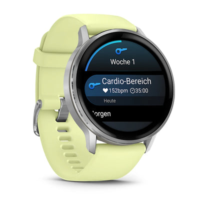 Garmin Venu® 4 - 45 mm Grau/Silber mit Schnellwechsel-Silikon-Armband 22 mm Zitrone - machsport