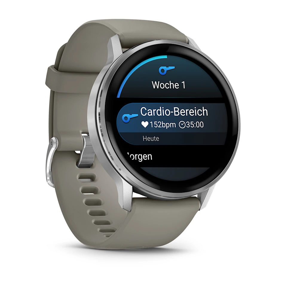 Garmin Venu® 4 - 45 mm Schwarz/Silber mit Schnellwechsel-Silikon-Armband 22 mm Grau - machsport – Bild 